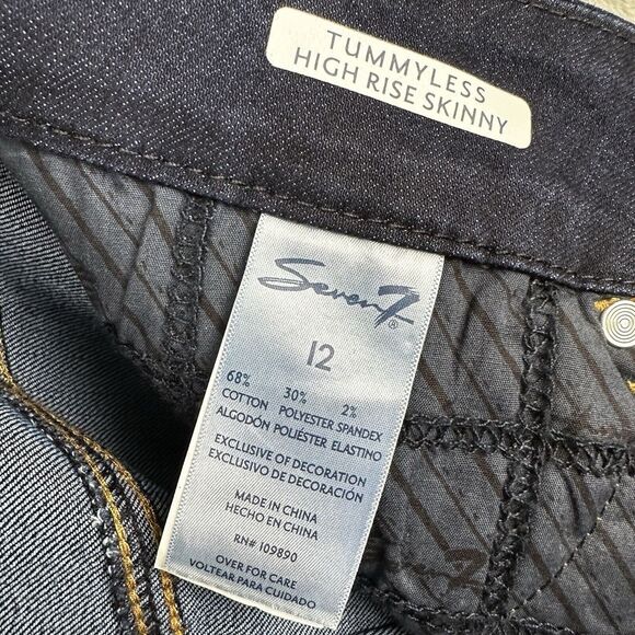seven 7 tummyless highrise skinny jeans 12 Blue Stretch Denim - Picture 14 of 14